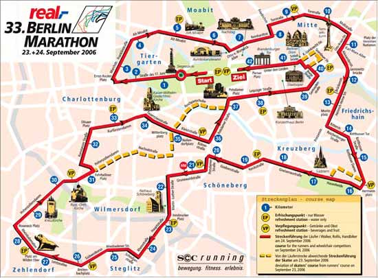Streckenverlauf Berlin-Marathon 2006